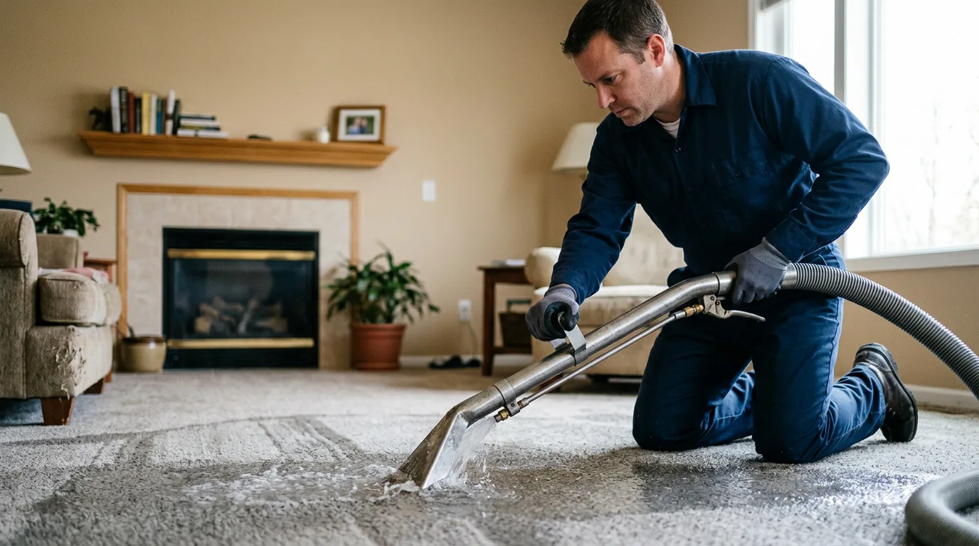 Water damage restoration technician working near La Vergne, TN